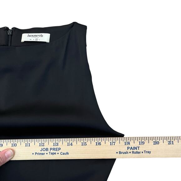 House Of CB Filomena Satin Maxi Dress Medium Black Side Slit Fitted Formal - Picture 9 of 11